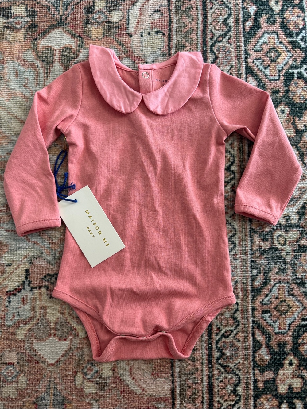 MAISONME Baby Pink Long-Sleeve Peter Pan Collar One-Piece